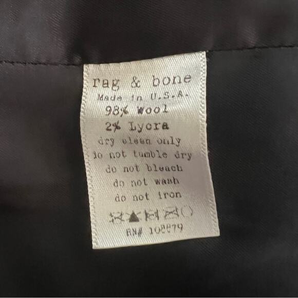 Rag And Bone Blazer/Suit Black Wool Size 2 - Picture 6 of 9